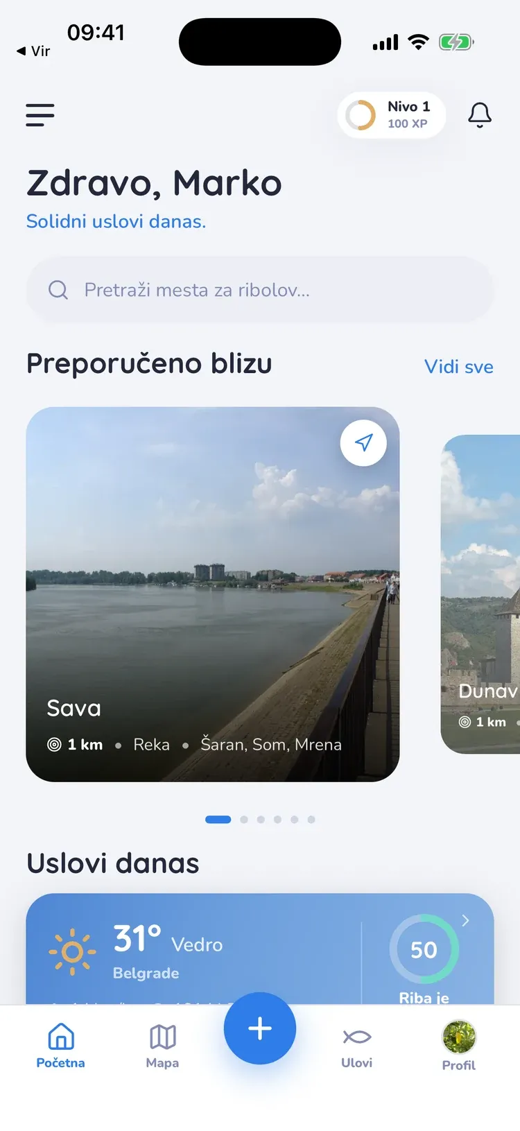 Ekran aplikacije: Početna — ocena dana